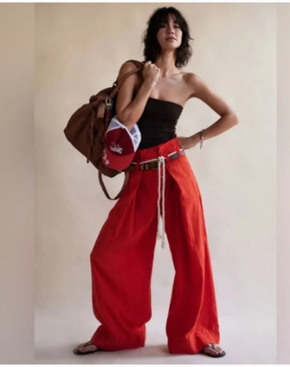 NWT Free People Dimes Tie Trousers / Red Alert In Size 12
